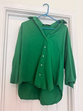 Zara Oversized Green Button-Up Shirt